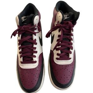 Nike Court Vision Mid Sneakers Burgundy Black Sail Men's 9.5 DN3577-600